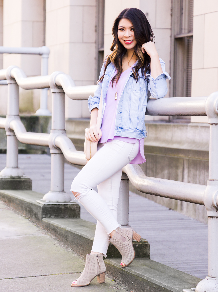 Gibson x Living In Yellow Collection, Reagan V-Neck Drop Back Top, casual outfit ideas, spring style, petite fashion blog, Seattle blogger Just A Tina Bit