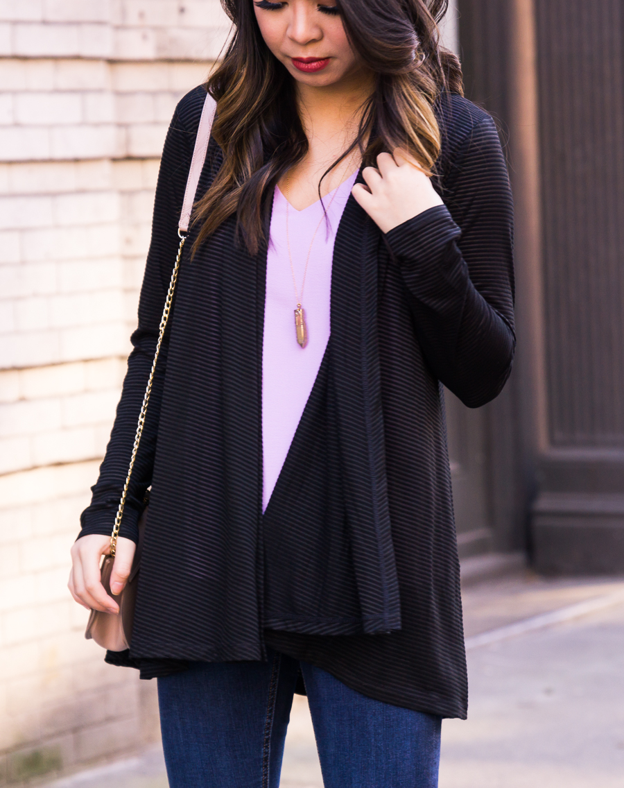 Gibson x Living In Yellow Collection, Reagan V-Neck Drop Back Top, Claire Cardigan, casual outfit ideas, spring style, petite fashion blog, Seattle blogger Just A Tina Bit