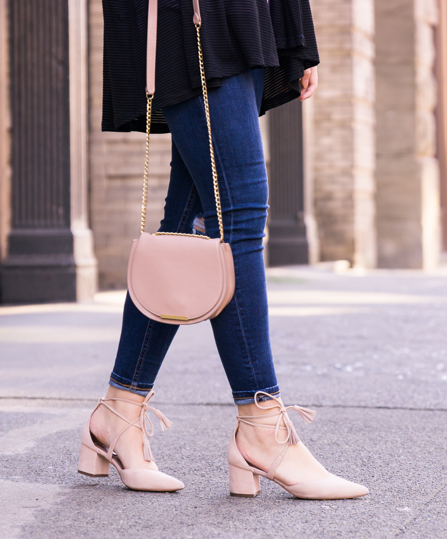 Cuyana mini saddle bag, Halogen lace up shoes