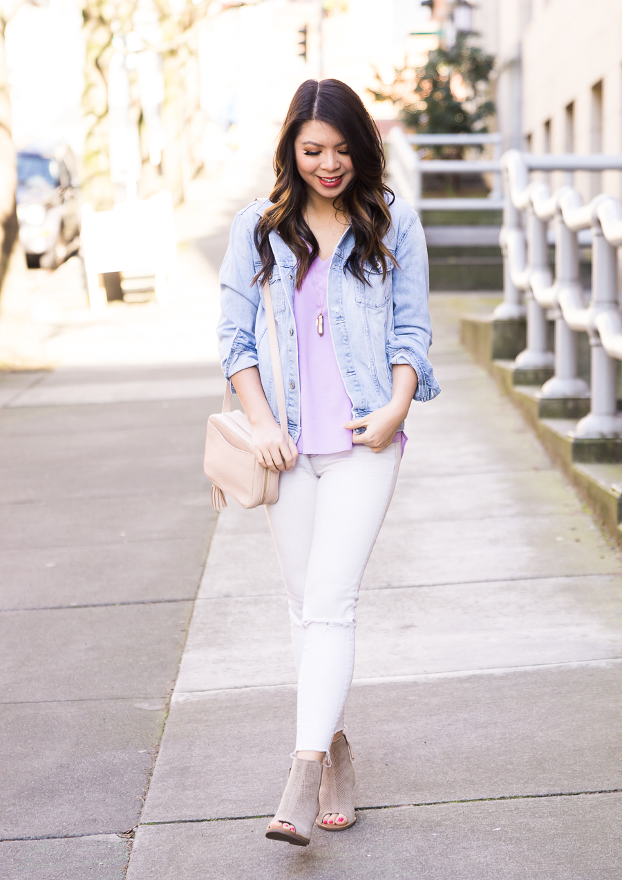 Gibson x Living In Yellow Collection, Reagan V-Neck Drop Back Top, casual outfit ideas, spring style, petite fashion blog, Seattle blogger Just A Tina Bit
