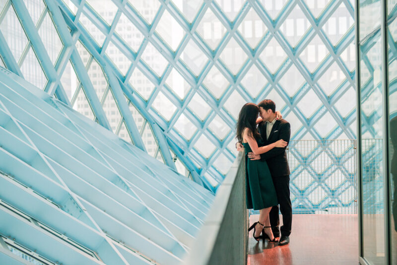 Seattle engagement photos at Seattle Public Library, Seattle fashion blogger Just A Tina Bit, Seattle holiday shoot, couples shoot, couples session